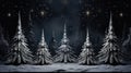 Black ornaments decorated Christmas tree background. Merry Christmas, Happy New Year concept. Beautiful festive dark Royalty Free Stock Photo