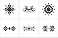 Black ornaments are shown on a grid with a transparent background for versatile projects Royalty Free Stock Photo