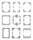 Black Ornate Frames with Filigree Swirls Vector Set Royalty Free Stock Photo