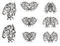 Black ornate horse head symbols Royalty Free Stock Photo