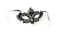 Black Ornate Masquerade Mask on White Background Royalty Free Stock Photo