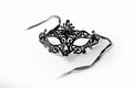 Black Ornate Masquerade Mask on White Background Royalty Free Stock Photo