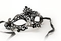 Black Ornate Masquerade Mask on White Background