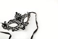 Black Ornate Masquerade Mask on White Background Royalty Free Stock Photo