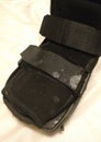 A black Orthopedic or medical boot, cast or footwear