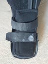 A black Orthopedic or medical boot, cast or footwear Royalty Free Stock Photo