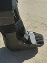 A black Orthopedic or medical boot, cast or footwear Royalty Free Stock Photo