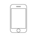 Black out lines smartphone with menu button and empty screen on white background vector. Mobile phone outline sign vector eps10. Royalty Free Stock Photo