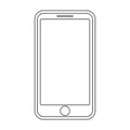 Black out lines smartphone with menu button and empty screen on white background vector eps10. Mobile phone outline sign. Royalty Free Stock Photo