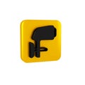 Black Outboard boat motor icon isolated on transparent background. Boat engine. Yellow square button. Royalty Free Stock Photo
