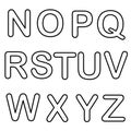 Black outline alphabet letters N to Z