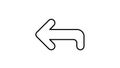 Black outline of a bent arrow pointing left on a white background direction pointer Royalty Free Stock Photo