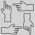 Vector set of hand cursor pictograms isolated on transparent background.