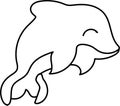 black outline dolphin isolated on white background Royalty Free Stock Photo