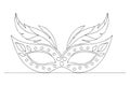 Black outline of a feathered masquerade mask black and white Royalty Free Stock Photo
