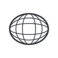 Black outline globe symbol. education and knowledge vector icon.