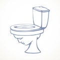 Toilet bowl in the shape of a human head. Vector drawing