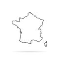 Black outline hand drawn map of france Royalty Free Stock Photo