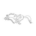 Black outline hand drawn vector illustration of a funny horse running on a white background Royalty Free Stock Photo