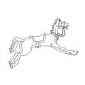 Black outline hand drawn vector illustration of a funny horse running on a white background Royalty Free Stock Photo