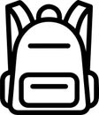 Black outline icon of a backpack with straps and pockets on a white background rucksack Royalty Free Stock Photo