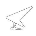 Black outline icon of hang glider on white background. Line Icon of side view of hang-glider.