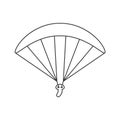 Black outline icon of paraglider on white background. Line Icon of side view of parachute.