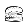 Black outline isolated hamburger icon