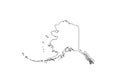 A black outline map of Alaska Royalty Free Stock Photo