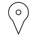 Black outline map pointer. Simple flat vector icon Royalty Free Stock Photo