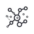 Black outline molecule symbol. education and knowledge vector icon.