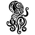 The black outline of the octopus is drawn with lines of different widths. Logo of the octopus cephalopod mollusk