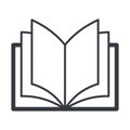 Black outline opened book symbol, education and knowledge vector icon