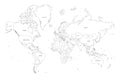 Black outline political map of World.