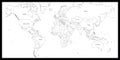 Black outline political map of World.