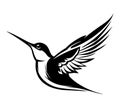 Black outline silhouette of hummingbird vector art. Bird mascot icon illustration. Royalty Free Stock Photo