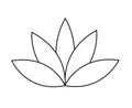 Black outline simple lotus or water lily flower vector icon Royalty Free Stock Photo