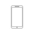 Black Outline Smartphone Icon Vector. Line Art of Mobile Phone Image