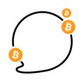Black outline speech bubble with bitcoin sign