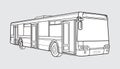 Black outline transport illustration, bus front image on white background. Vector design object