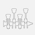 Black outline vector illustration engine pistons Royalty Free Stock Photo