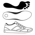 Black outlined sneakers shoe & sole