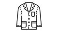 Black outlined vector illustration of a lab coat