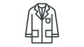 Black outlined vector illustration of a lab coat