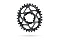 Black oval bicycle chainring against white isolated background Royalty Free Stock Photo