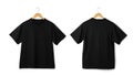 Black Oversize T shirt mockup hanging, Realistic t-shirt. Royalty Free Stock Photo