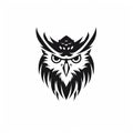 Black Owl Head: Oriental Minimalism Inspired Owl Icon