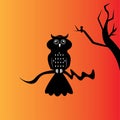 Black owl illustration, tree, night. design vector Royalty Free Stock Photo