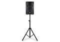 Black pa speaker on a tripod stand isolated on white background Royalty Free Stock Photo