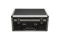 Black padded aluminum briefcase case with metal corners. Case with foam inside. Isolate on a white back Royalty Free Stock Photo